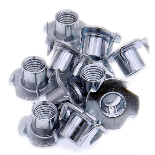 M6 (6mm x 9mm) 4-Pronged Tee Nut - Steel (Pack