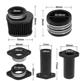 Carburetor PW-K Carb with Air Filter Intake Manifold Adapter Visible Float Bowl 90°Guide Elbow Tube for Predator 212 GX160 GX200 BT200X CT200U Pit Dirt Bike Enduro Off Road ATV Quad Scooter (28mm)