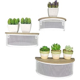 Admired By Nature Floating Wall Mounted, 3-Tier Wood Storage Shelves for Bedoom, Living Room, Kitchen, B. White