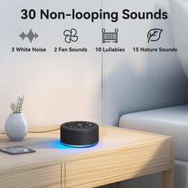 Sleep Sound Machine White Noise Machine with 30 Non Looping Sounds 12 Night light Colors with 5 Timers 36 Adjustable Volume Memory Function Brown Noise Machine for Baby kid Adult & Home Nursery Travel