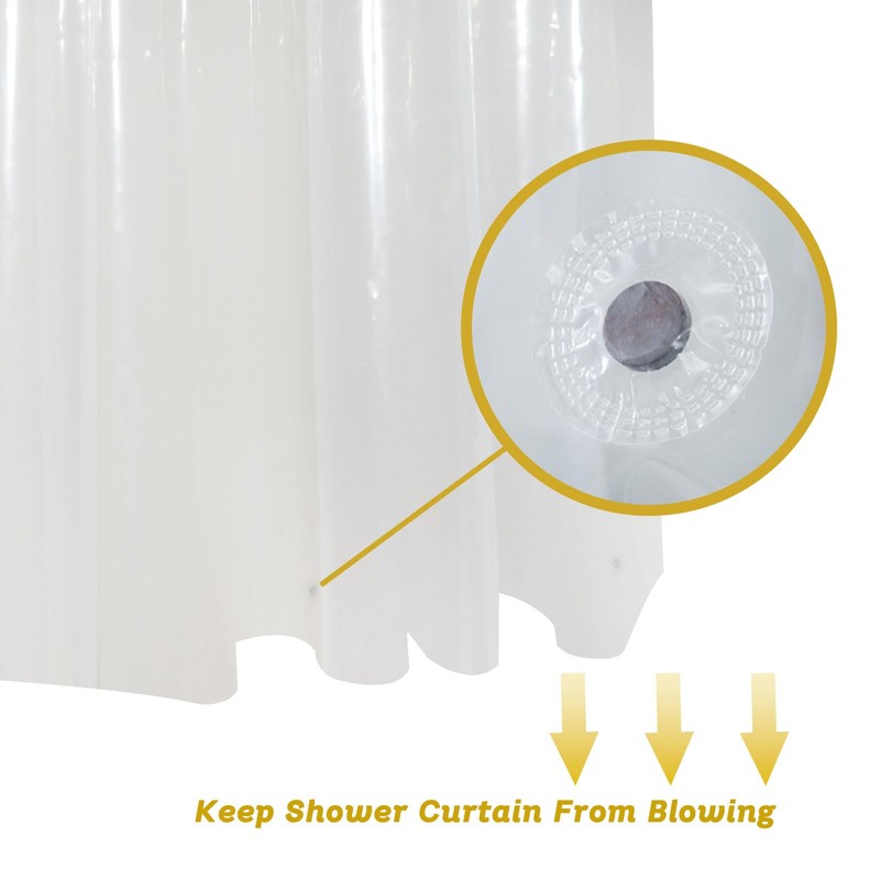 YISURE No Hook Needed Long Shower Curtain 84in, Clear PEVA