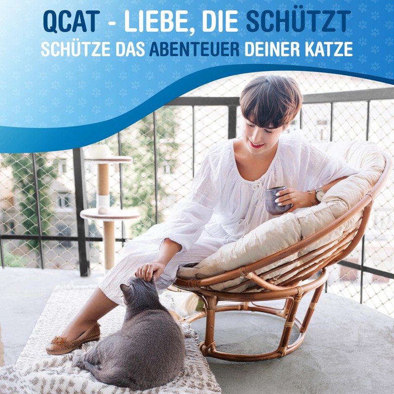 QCAT 7-in-1 Cat Net for Balcony, Universal, No Drilling, Tear-Resistant,