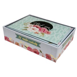 Punch Studio Window Boxed Set of 12 Blank Note Cards ~ Thank you Rose Gold Foil Moon 16718