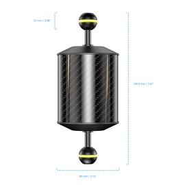 Sea frogs Underwater Diameter 80 mm, 7 Inch 178 mm Floating Arm Carbon Floating Double Ball Arm Diving Buoyancy System for Diving Tray Video Light Strobe