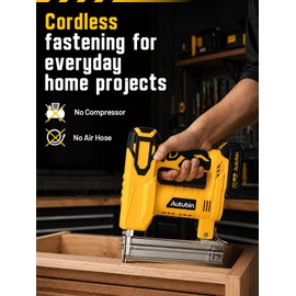 18GA Cordless Brad Nailer Compatible with Makita 18V LXT-Style Batteries, 2-in-1 Electric Nail Gun and Staple Gun Kit with 2 x 2.0Ah Batteries for Woodworking, Furniture Repair & Upholstery