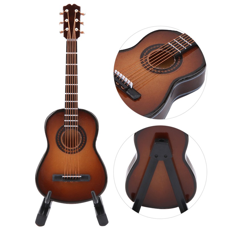 Miniature Wooden Guitar Model Display Mini Musical Ornaments Craft Home
