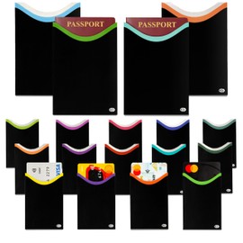 RFID Blocking Credit Card & Passport Sleeves (14 Short Side Credit Card & 4 Passport Protectors) – RFID Blocking Identity Theft Protection, Slim Design – Ideal for Travel and Everyday Use