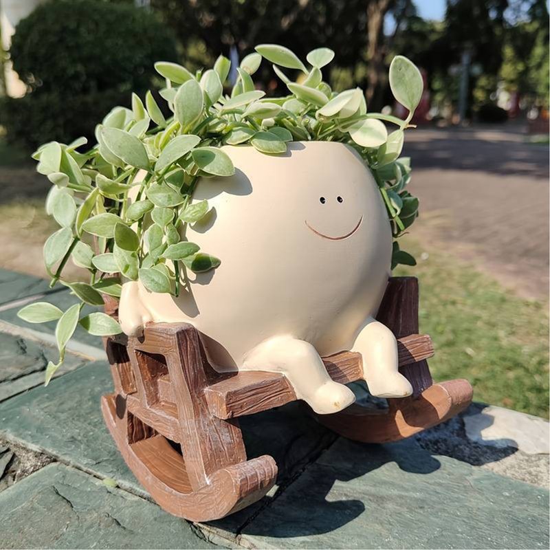 Rocking Chair Flower Pot Resin Patio Decorative Succulent Planter Garden