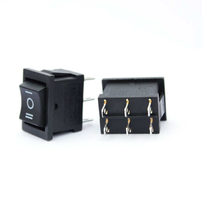 6PCS Boat Rocker Switch AC 6A/250V 10A/125V 6 Pin DPDT