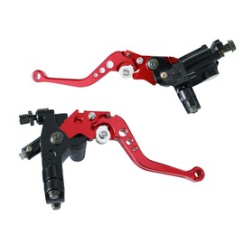 TRKIMAL Motorcycle Brake and Clutch Lever 7/8"(22mm) Master Cylinder Reservoir Levers Universal Handlebar Brake (Red)