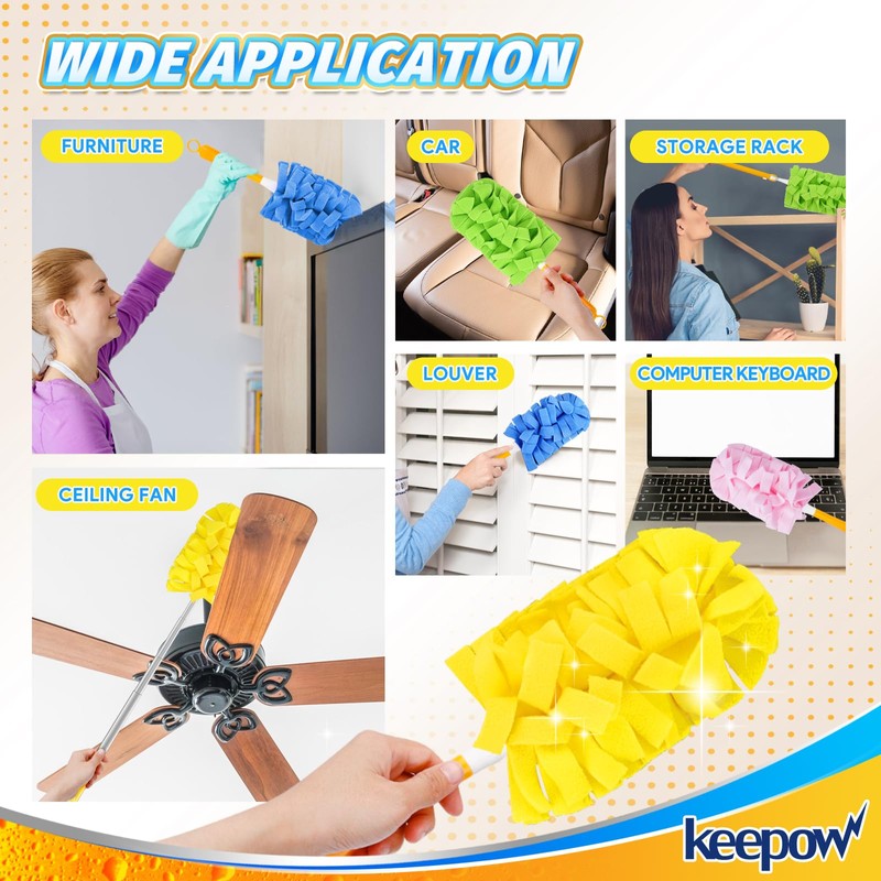 KEEPOW 20 Pack Reusable Duster Refill Compatible with Swiffer Duster