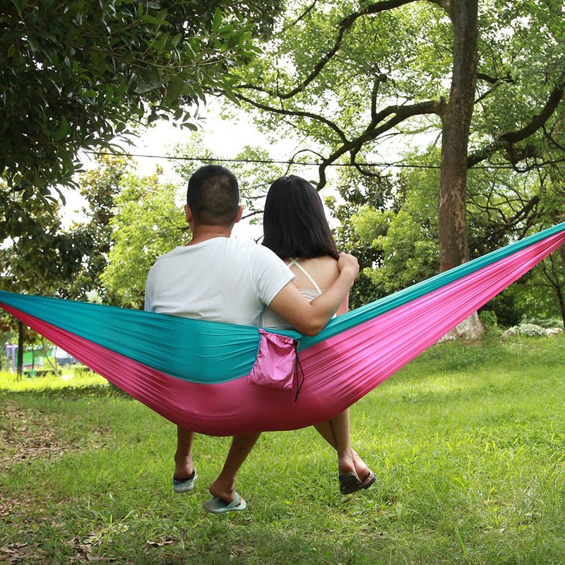 Portable Camping Travel Double Hammock Hanging Bed with Tree Strap