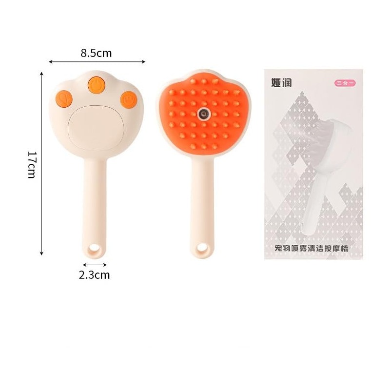 Steam Cat Brush, 3 in 1 Dog Brush Defur Comb,