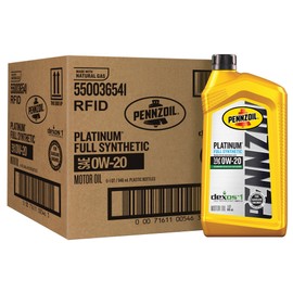 Pennzoil Platinum Full Synthetic 0W-20 Motor Oil, 1 Quart (6 Pack)