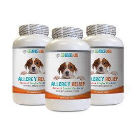 MY LUCKY PETS LLC Itch Relief for Dogs with Allergies - Allergy Relief for Dogs Itch Relief Support - Key Ingredients - Turmeric for Large Dogs - 3 Bottles (225 Chewable Tablets)