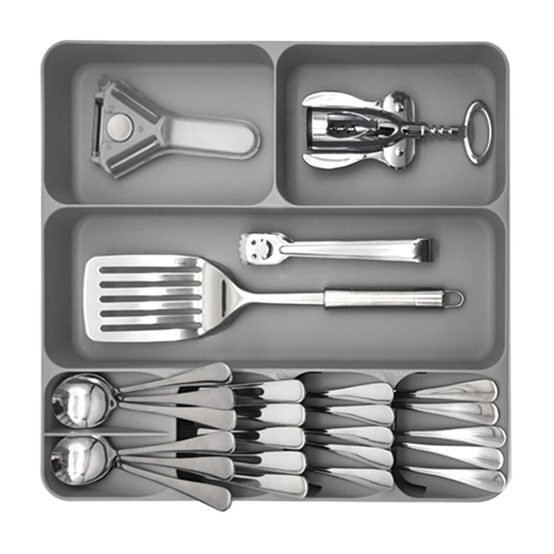 Silverware Drawer Organizer 3 in 1 Eco Friendly Plastic Multifunction