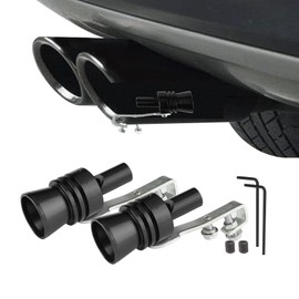 2PCS Car Turbo Whistle, Aluminum Alloy Universal Turbo Whistle, XL Size Aluminum Alloy Universal Turbo Sound Exhaust Muffler Pipe Whistle Car Roar Make (Black)