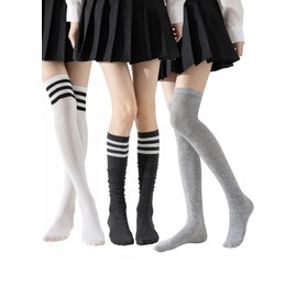 6 Pairs Women's Thigh High Socks - Over Knee Warm Stockings for Boots, Cosplay, Daily Wear | Non-Slip Elastic Leg Warmers