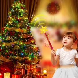 FRAMICS Wireless Remote Control Outlet, Magic Wand Christmas Tree Light, Christmas Tree Remote Control with Music, Remote Light Switch for Christmas Tree Wand Snowflake, Christmas Gift for Kids, Red