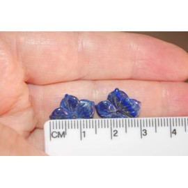 Vintage Gorgeous 15MM Genuine Lapis Carved Flower Jackets For Earrings Use With Any Studs