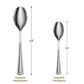 160 Pack Silver Plastic Spoons Heavy Duty - Silver Disposable Silverware - Silver Plastic Silverware - Silver Spoons Disposable Plastic Cutlery - For Catering, Parties, Weddings & More Exquisite.