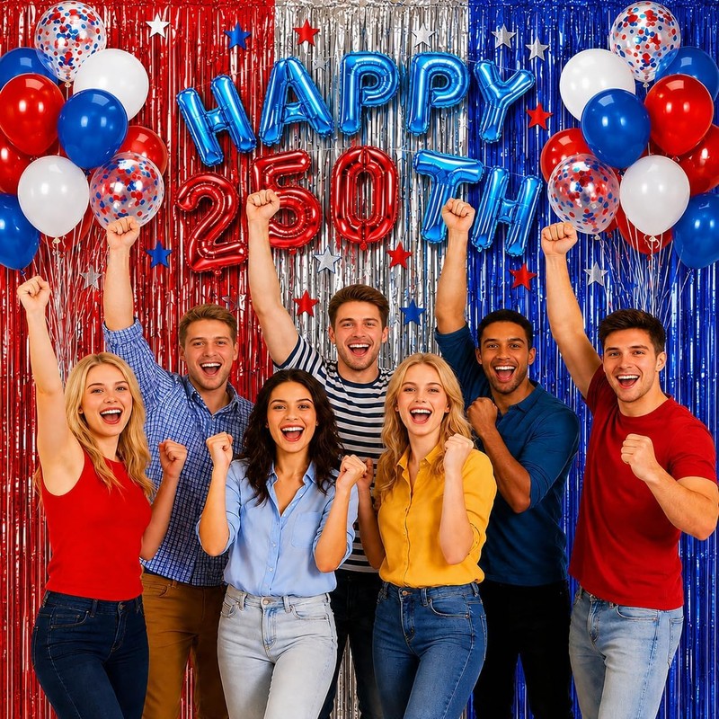 192PCS America 250 4th of July Decorations Tableware for 24