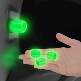 Tire Air Valve Cap Glow in the Dark 4 Piece Set, High Strength, Night Glowing, Car Dress-Up Parts, Tire Valve Cap, Corrosion Protection, Lightweight, Convenient Installation, Universal Use, For Cars,