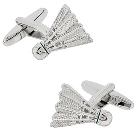 silver badminton feather shuttle cufflinks cufflinks n02709, Brass, No Gemstone