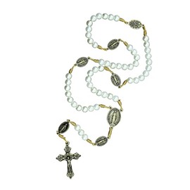Catholica Shop Corded Catholic Rosary Beads with Virgin Mary and Crucifix Pendant Necklace (Lady of Grace Medals)