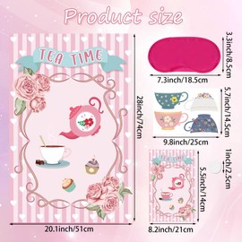 Hxezoc Tea Party Games: Pin The Tea Cup With 24 Pcs Stickers, Large Games Poster for Girls' Birthday Party