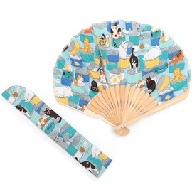 Nishikawa Shoroku Shoten Fan, For Summer, With Fan Bag, Soleil Women's Gift, Gift, Fashion Fan, Mother's Day, Cat Can