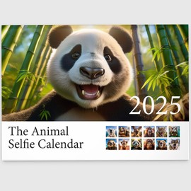 2025 Animal Selfie Wall Calendar Featuring Cute & Funny Images of Different Animal Selfies - Includes All UK & World Holidays & Dates Included | Perfect Christmas Calendar for Kids Home and Office