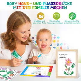 TOGOU2S Baby Handprint and Footprint Set with Sponge, Non-Toxic Acid-Free, Paw Print Set Dog for Drawing, Handprints, Footprints and Craft Projects, Green