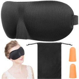 3D Eye Mask and Ear Plugs with Case Recessed Eye Sockets Raised Nose Part Sleeping Mask Blindfold 11848
