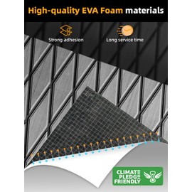 FOCEAN Boat Flooring EVA Foam Boat Decking Marine Mat Non-Slip Self-Adhesive Flooring Sheet for Motorboat Kayak Surfboard Garden Swimming Pools, 75''x 28'', Grey with Black Lines