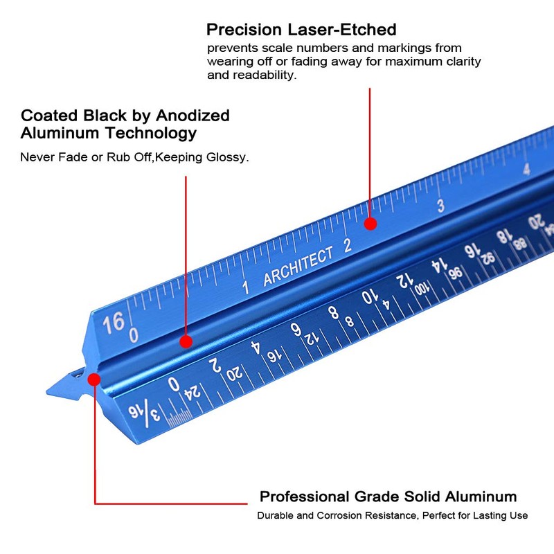 BTSKY 3 PCS 12" Architectural Scale Ruler with Standard Metric