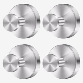 4 Pack Suction Cup Hooks, Removable Stainless Steel Drill-Free Heavy Duty Strong Suction, Reusable Waterproof Hooks for Bathroom Kitchen Mirror Tile Glass, Wall for Hanging Towels Keys