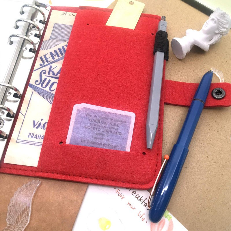 A6/A5, 6 Holes, Felt Cover, Round, Ring Binder, Loose Leaf