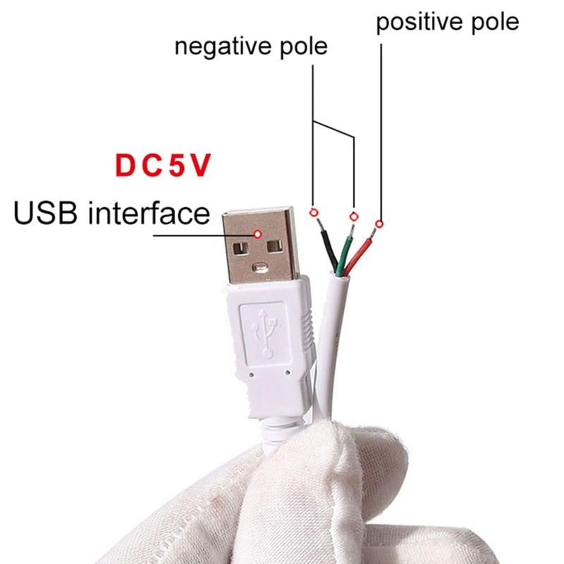 1 Pcs White DC5V USB LED Dimmer Extension Cable with