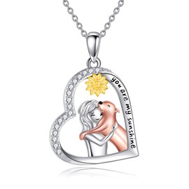 YAFEINI Dragonfly / Cat / Sloth / Guinea Pig Chain Sterling Silver Cute Heart Animal Pendant Necklace Animal Jewellery Gifts for Women Teens Girls, Sterling Silver, Cubic Zirconia