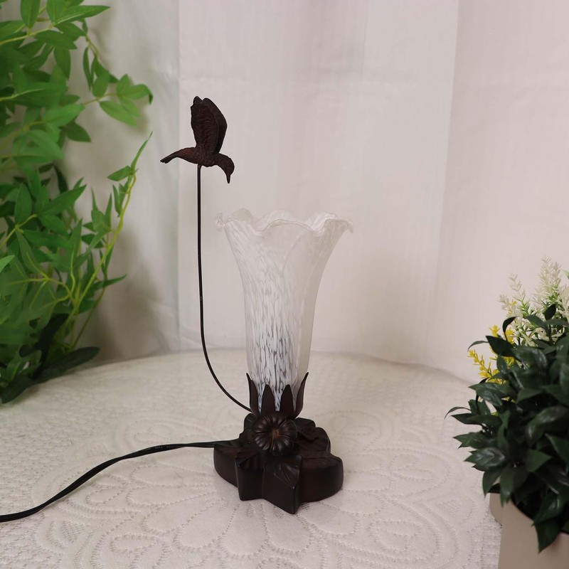 Bieye Lily Flower Blown Glass Lampshade (White, Large I.D. 1.26"