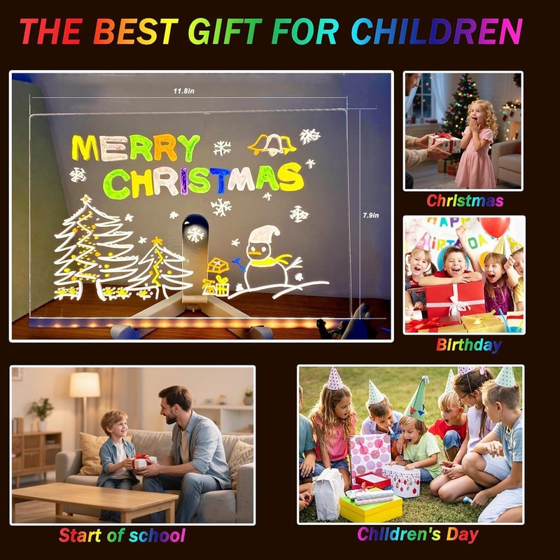 Magic LED Note Board, 7 Color Light-Up Acrylic Memo Board