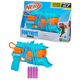 Nerf Fortnite Primal Blaster, 4-Dart Blasting, Fortnite Primal Equipment Design, 4 Nerf Elite Darts, Fortnite Nerf Blaster