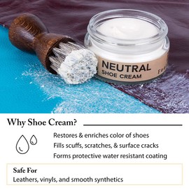 FootFitter Best Premium Shoe Cream Polish, Restore, Clean & Shine Shoes and Boots – MADE IN USA (2 PACK) Neutral