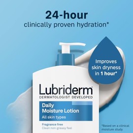 Lubriderm Daily Moisture Hydrating Unscented Body Lotion with Vitamin B5 for Normal to Dry Skin, Non-Greasy and Fragrance-Free Lotion. 24 fl. oz
