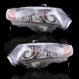 Brock Replacement Halogen Combination Headlight Unit Set Compatible with 2006-2009 Honda Civic Si Coupe