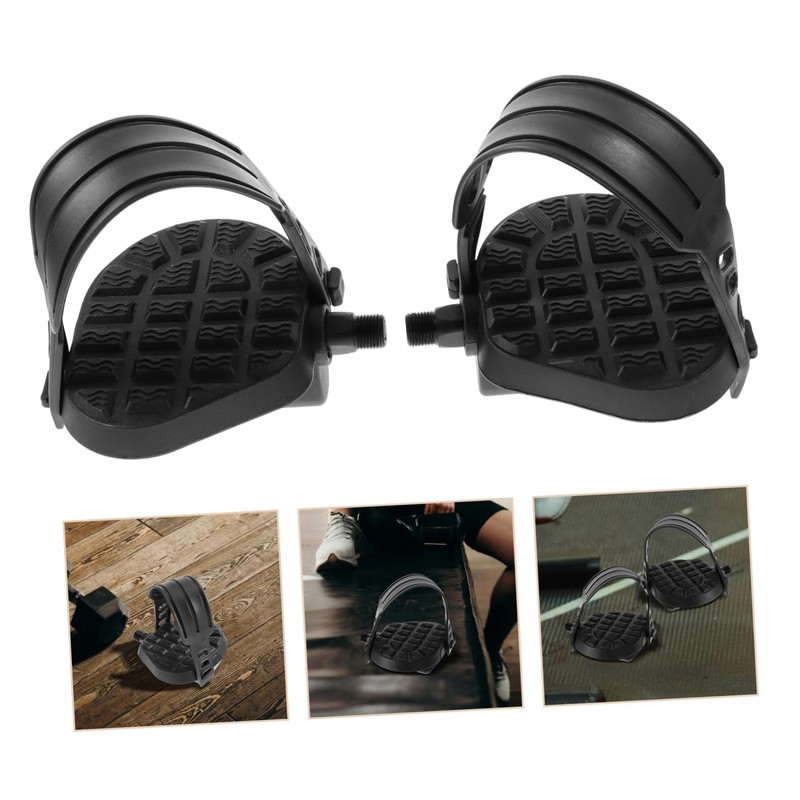 Sosoport 2pcs Bike Pedals with Straps for Exercise Bike Replacement