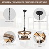 5-Light Farmhouse Wood Chandelier,Rustic Drum Chandelier,Black Vintage Chandelier for Dining