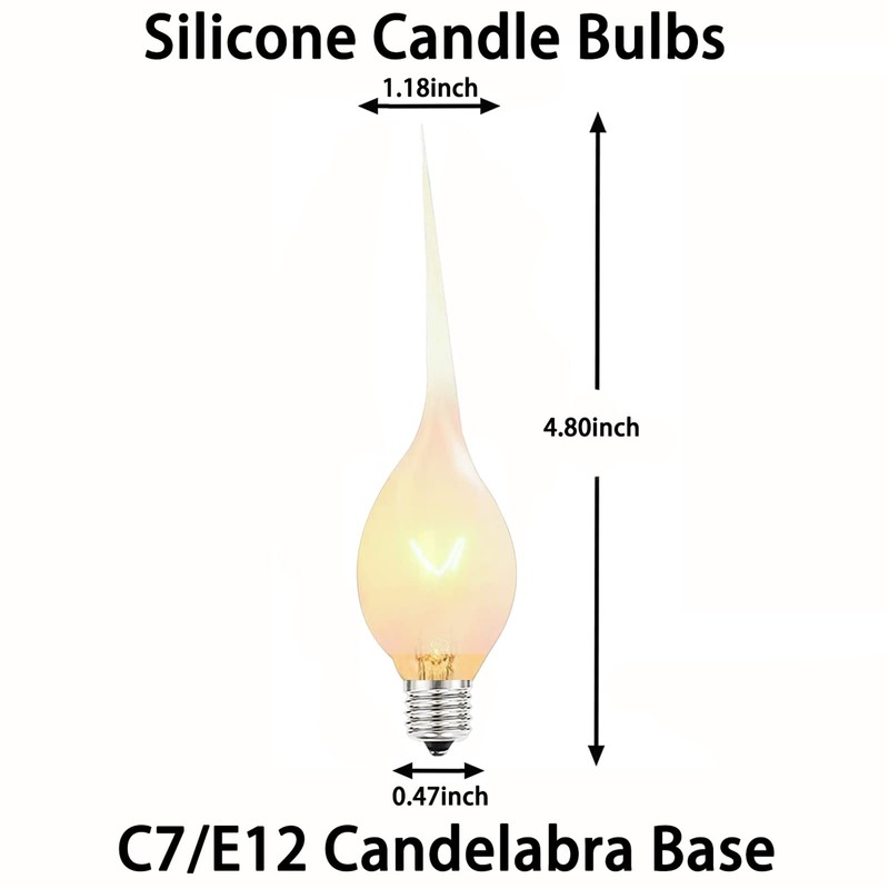 Silicone Dipped Candle Bulbs, 5W Night Light Bulbs, C7/E12 Candelabra