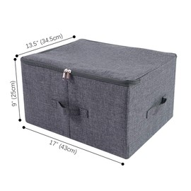 iwill CREATE PRO Fabric Garment Storage Box with Zip Lid for Wardrobe, Black Gray